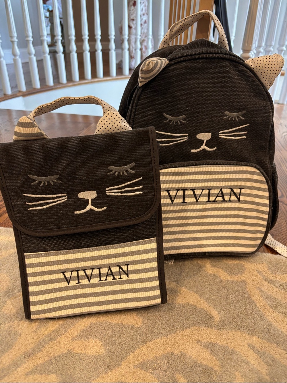 Emily & Merritt Pottery Barn Kids VIVIAN Kitty Kitten Critter Backpack Lunchbox